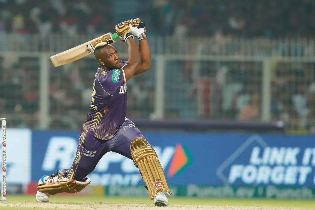 Andre Russell delivering a blistering 64* off 25 balls