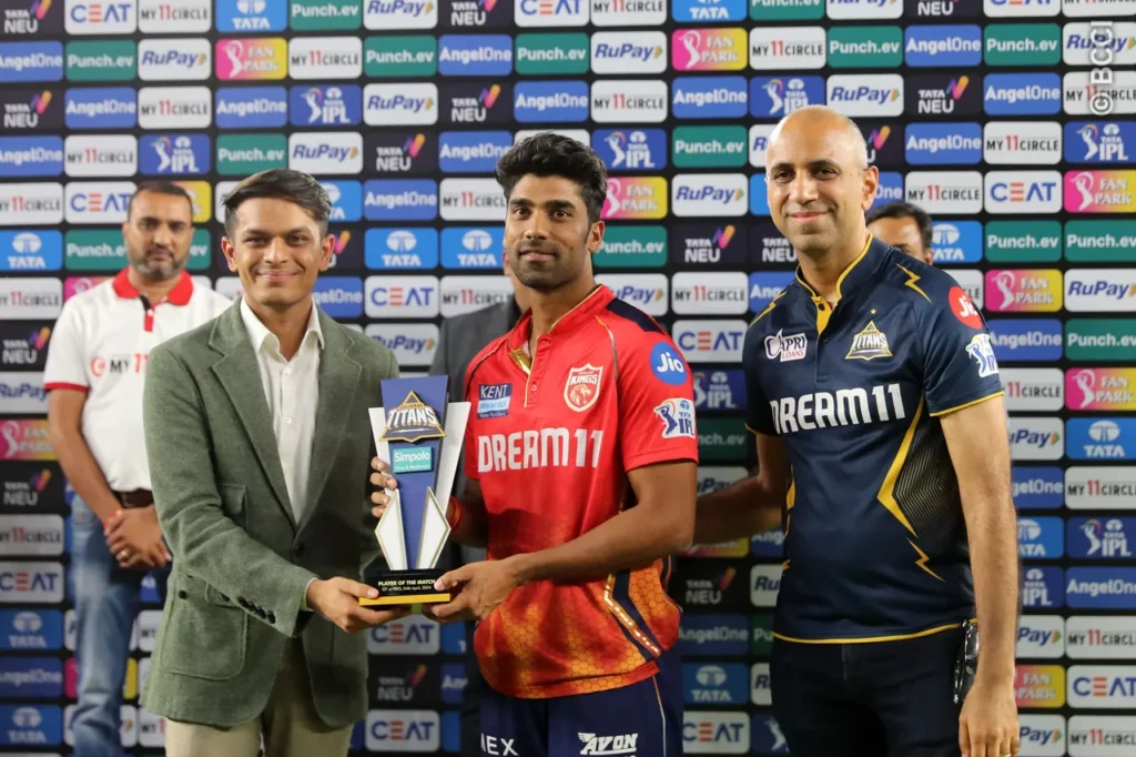 GT vs PBKS - 4 Apr 2024 - Shashank Singh's all-round brilliance earned him the Man of the Match award.