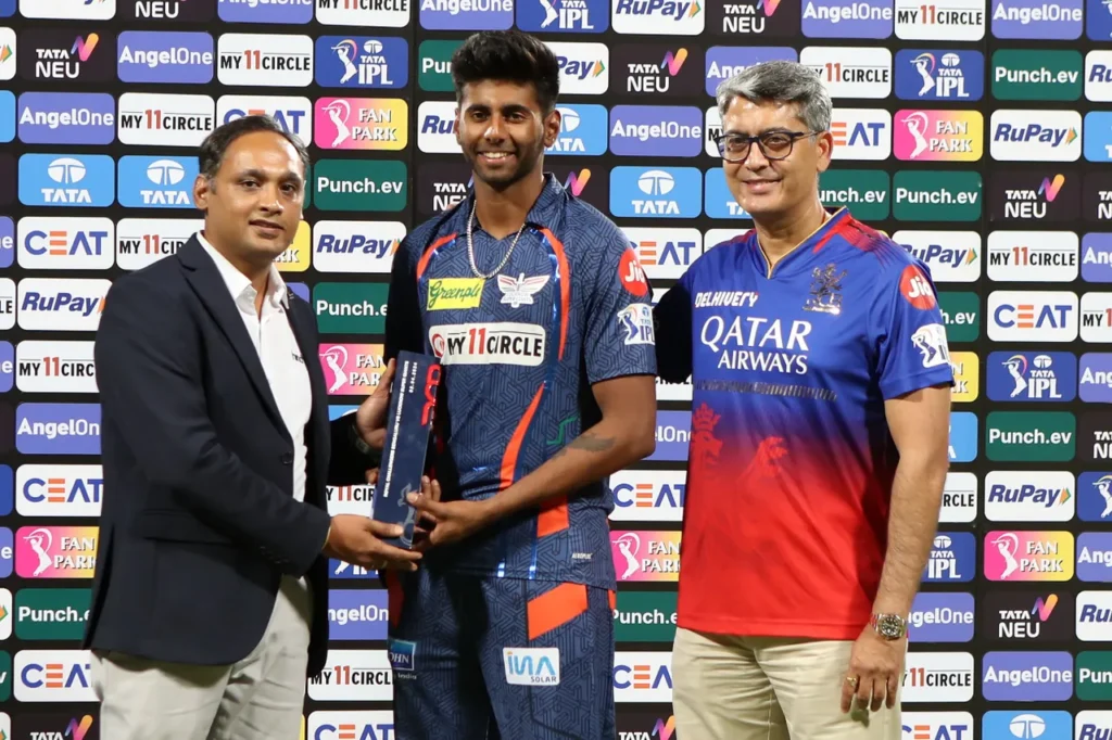 RCB vs LSG - 2 April 2024 - Mayank Yadav is the Man of the Match.