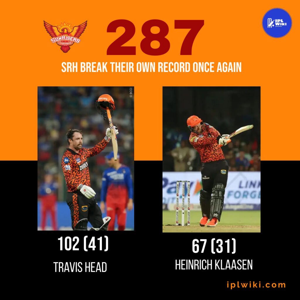 RCB vs SRH 2024 - SRH record break score in the IPL 287