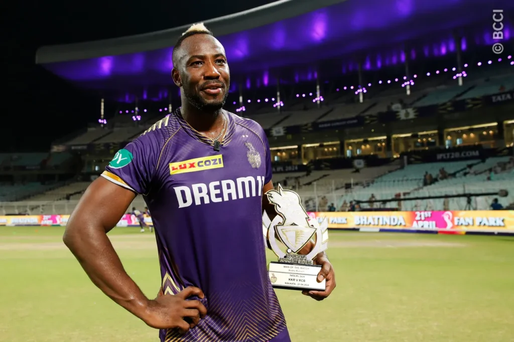 kkr vs rcb - 21 april 2024 - Andre Russell is the Man of the Match.