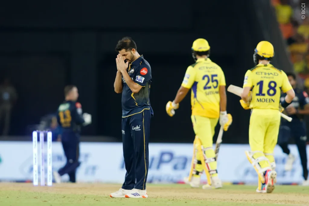 GT vs CSK - 10 May 2024 - Mohit Sharma 3/31 (4). He took Daryl Mitchell, Moeen Ali and Shivam Dube's wickets.