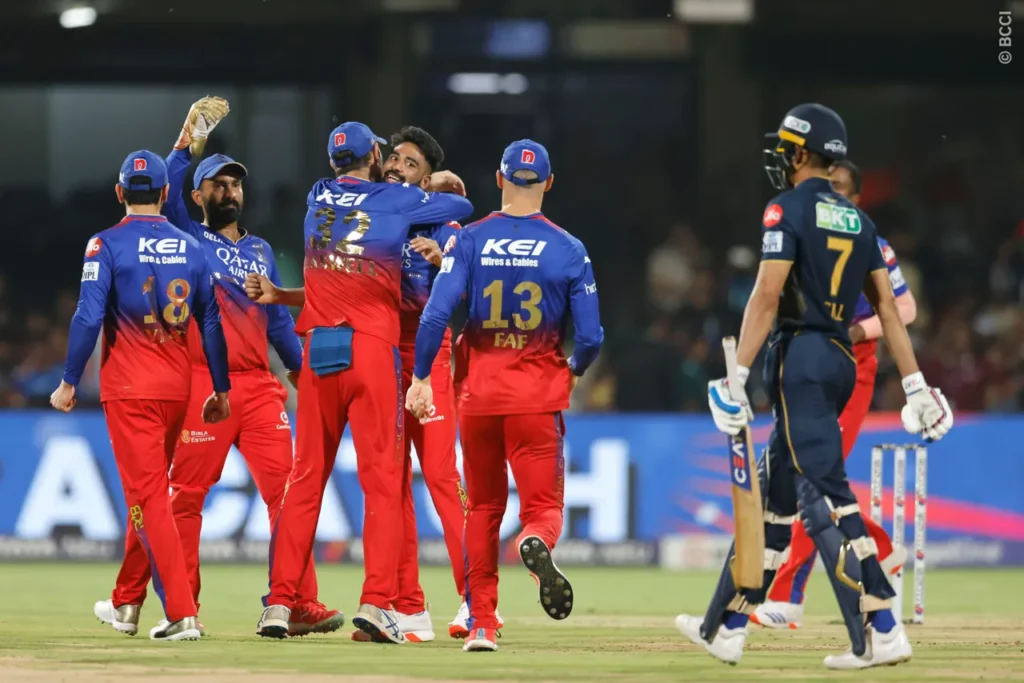 RCB vs GT - 4 May 2024 - Mohammed Siraj 2/29 (4). He took Wriddhiman Saha and Shubman Gill's wickets.